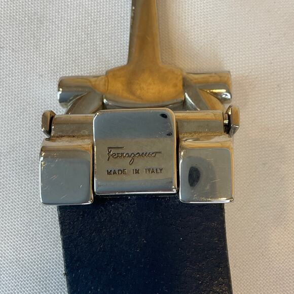 Ferragamo Leather Men's Belt, Blue - about 47 inches long - Picture 6 of 13